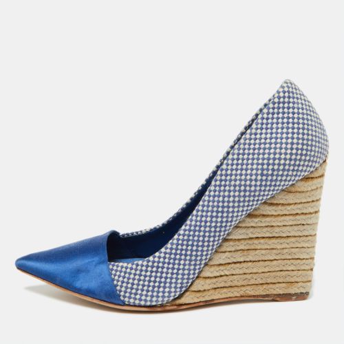 Dior Blue Woven Canvas Dolce Vita Espadrille Wedge Pumps Size 36.5 - Dior - Modalova