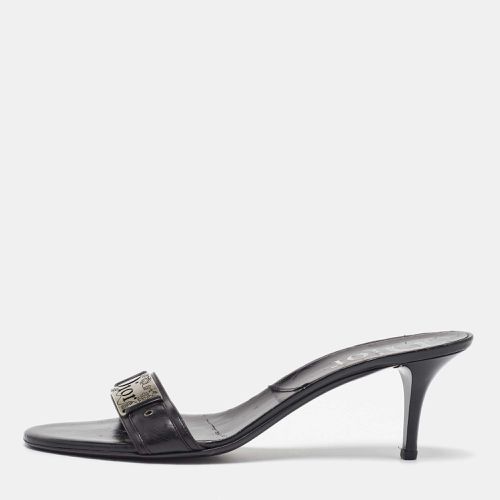 Dior Black Leather Logo Metal Slide Sandals Size 41 - Dior - Modalova