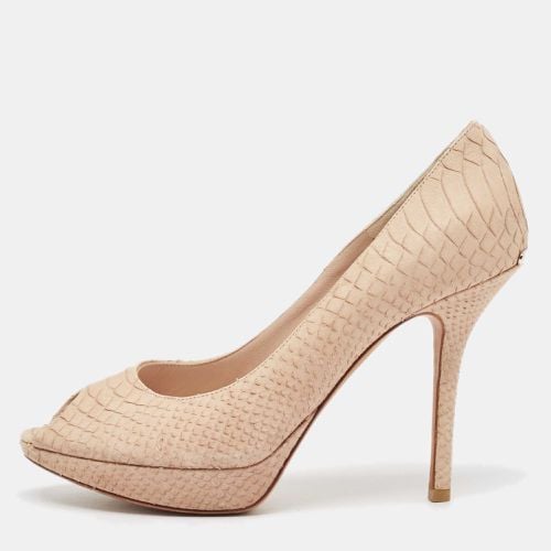 Dior Beige Embossed Python Peep Toe Platform Pumps Size 38.5 - Dior - Modalova