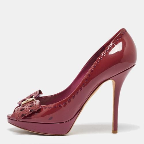 Dior Red Patent Leather Bow Platform Peep Toe Pumps Size 39.5 - Dior - Modalova