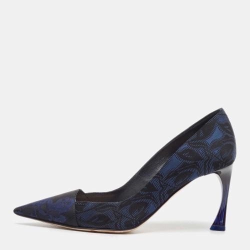 Dior Navy Blue/Black Printed Fabric Pointed Toe Pumps Size 35.5 - Dior - Modalova