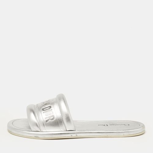 Dior Silver Leather Every-D Flat Slides Size 39 - Dior - Modalova