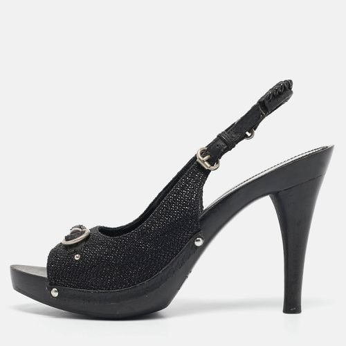 Dior Black Python Embossed Leather and Raffia Ankle Strap Sandals Size 39.5 - Dior - Modalova