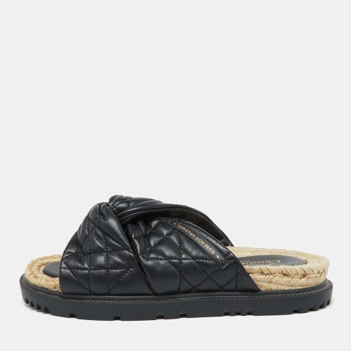 Dior Black Cannage Quilted Leather D-Twist Espadrille Flat Sandals Size 39 - Dior - Modalova