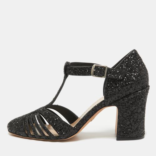 Dior Black Glitter Ankle Strap Block Heel Pumps Size 37.5 - Dior - Modalova