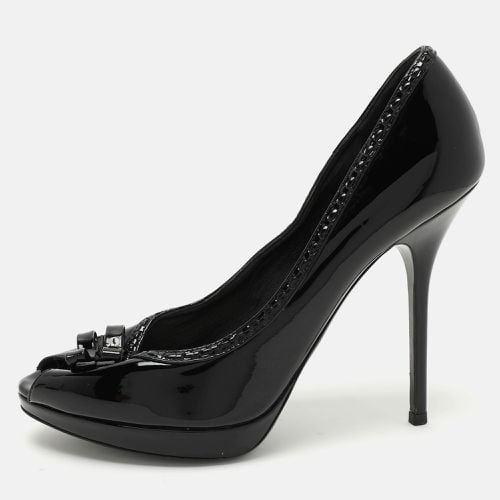 Dior Black Patent Leather Bow Peep Toe Pumps Size 39 - Dior - Modalova