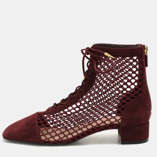 Dior Burgundy Suede and Mesh Naughtily-D Ankle Boots Size 38.5 - Dior - Modalova