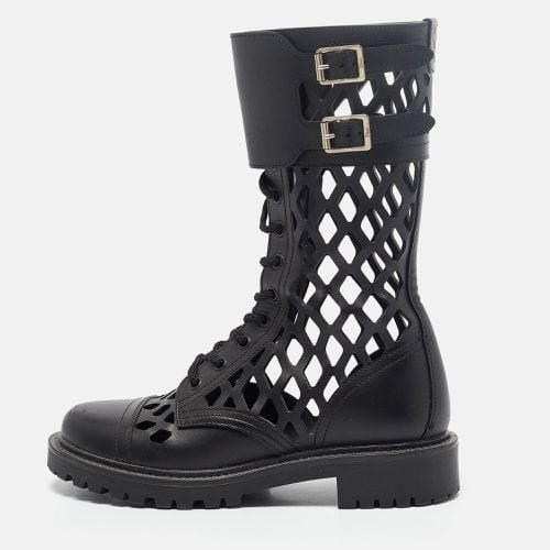 Dior Black Leather Laser Cut Accents Combat Boots Size 36.5 - Dior - Modalova