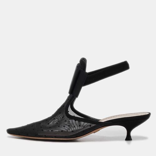 Dior Black Mesh And Suede Trim Polka Dot Bow Pointed Toe Slingback Mules Size 41 - Dior - Modalova