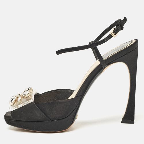 Dior Black Satin Crystal Embellished Ankle Strap Sandals Size 36 - Dior - Modalova