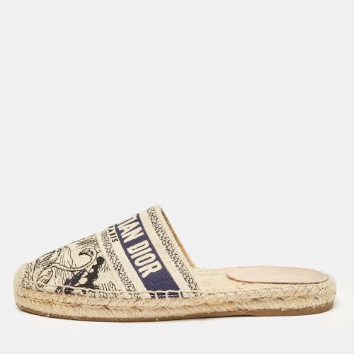 Dior Navy Blue/Beige Oblique Canvas Granville Espadrille Mules Size 37 - Dior - Modalova