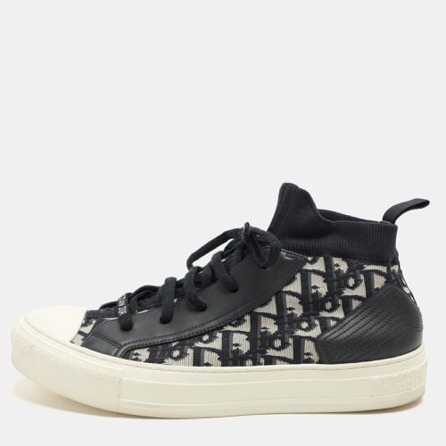 Dior Navy Blue/Beige Oblique Knit Fabric and Leather Walk'n'Dior Mid Top Sneakers Size 40.5 - Dior - Modalova