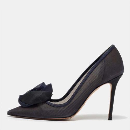 Dior Navy Blue Mesh and Satin Trim Rosette Pointed Toe Pumps Size 39 - Dior - Modalova