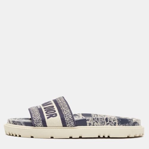 Dior Navy Blue/White Canvas D-Way Flat Slides Size 37.5 - Dior - Modalova