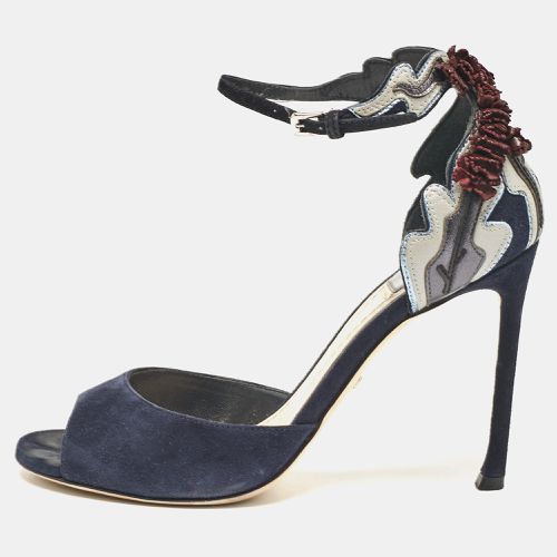 Dior Navy Blue Suede Ankle Strap Sandals Size 37.5 - Dior - Modalova