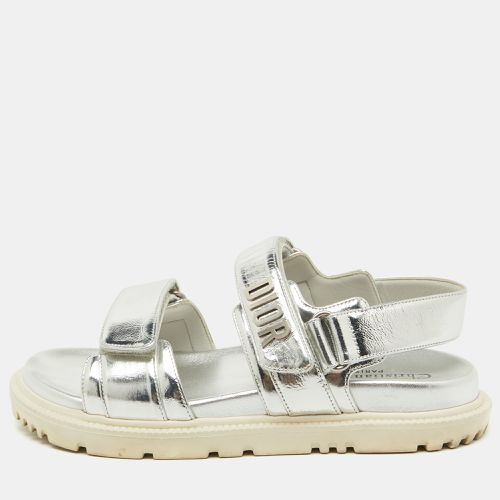 Dior Metallic Silver Leather DiorAct Flat Sandals Size 36.5 - Dior - Modalova