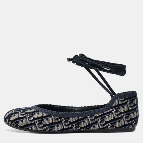 Dior Blue Oblique Embroidered Velvet Poeme Ballet Flats Size 39.5 - Dior - Modalova