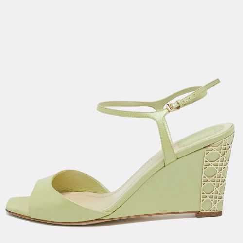 Dior Light Green Leather Cannage Wedge Ankle Strap Sandals Size 41 - Dior - Modalova