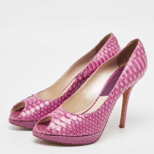 Python Embossed Leather Miss Peep Toe Pumps Size 40.5 - Dior - Modalova