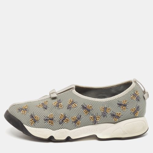 Dior Grey Mesh Fusion Bee Embellished Slip On Sneakers Size 39.5 - Dior - Modalova