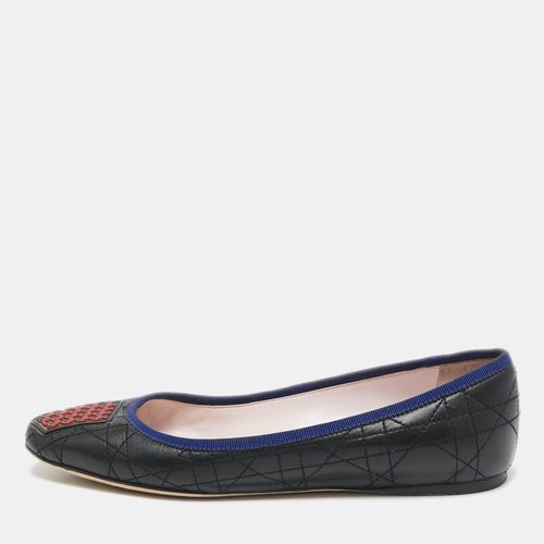 Dior Black/Red Cannage Leather And Rubber Gum Ballet Flats Size 37 - Dior - Modalova