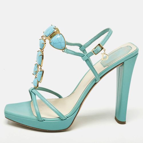 Aqua Piedra Jeweled Leather T-Strap Sandals Size 39 - Dior - Modalova