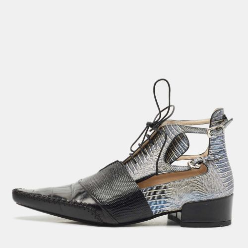 Dior Black Croc and Lizard Embossed Leather Nomade Pointy Ankle Length Boots Size 39 - Dior - Modalova