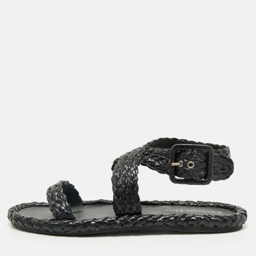 Dior Black Woven Raffia Dioriviera Dior Ocean Flat Thong Sandals 39.5 - Dior - Modalova