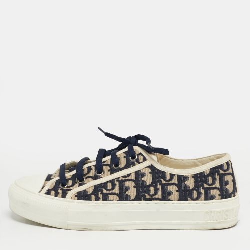 Dior Navy Blue/White Embroidered Canvas Walk'n'Dior Low Top Sneakers Size 38.5 - Dior - Modalova