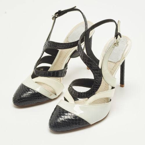 Size 36 Patent Leather and Python Leather Ankle Strap Sandals - Dior - Modalova