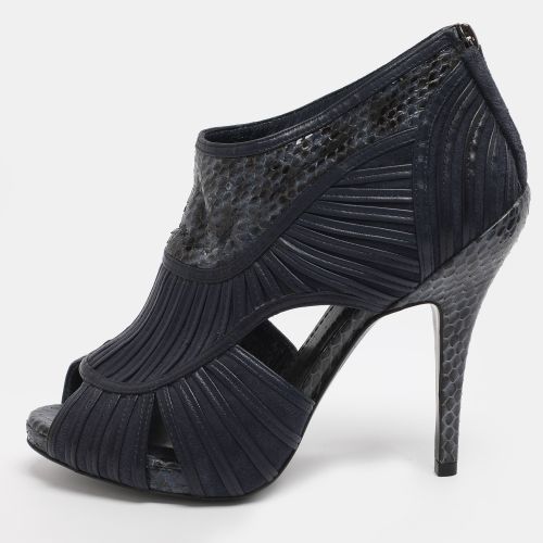 Size 36.5 Leather and Python Leather Cut Out Booties - Dior - Modalova