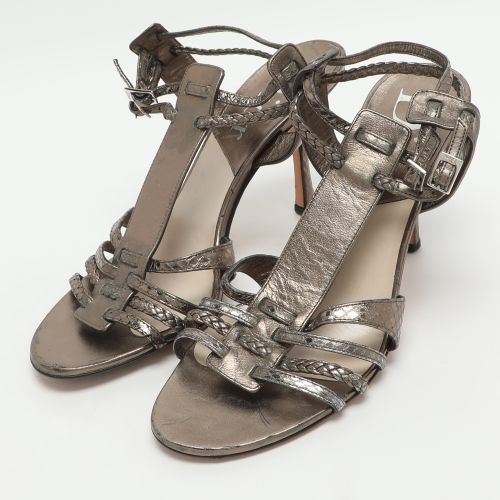 Size 37 Metalic Leather and Python Leather Ankle Strap Sandals - Dior - Modalova