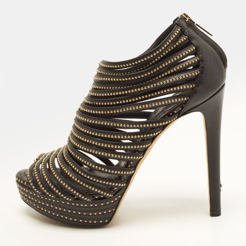 Size 39.5 Leather Strappy Studded Cage Platform Booties - Dior - Modalova