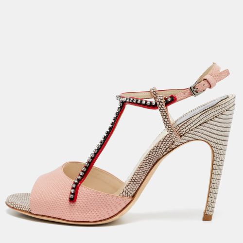 Size 37 Multicolor Lizard Embossed Leather Ankle Strap Sandals - Dior - Modalova