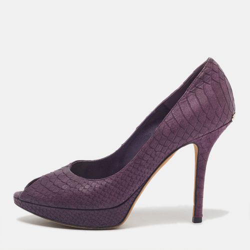 Miss Size 38 Python Leather Peep Toe Platform Pumps - Dior - Modalova