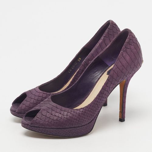 Miss Size 38 Python Leather Peep Toe Platform Pumps - Dior - Modalova