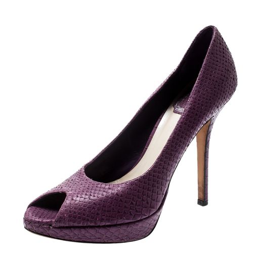 Dior Purple Python Miss Dior Peep Toe Platform Pumps Size 37.5 - Dior - Modalova