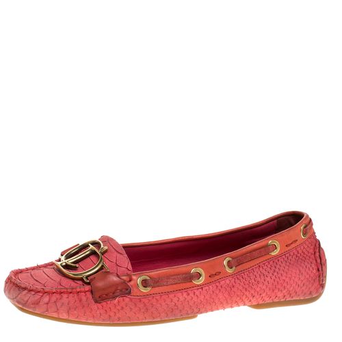 Dior Pink Python Leather CD Logo Loafers Size 38 - Dior - Modalova