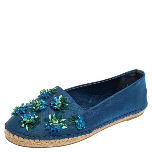 Dior Blue Mesh Espadrille Slip On Ballet Flats Size 39 - Dior - Modalova