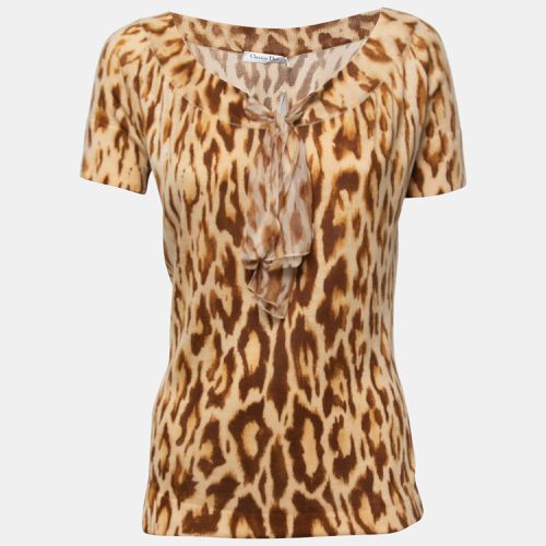 Christian Dior Brown Animal Print Knit Top L - Dior - Modalova