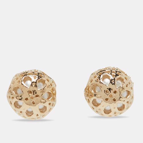 Dior Cannage Faux Pearl Gold Tone Earrings - Dior - Modalova