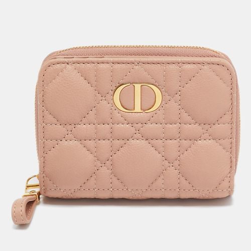 Dior Beige Cannage Leather Caro Zip Compact Wallet - Dior - Modalova