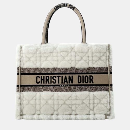 Ivory/ Shearling Medium Book Tote Bag - Dior - Modalova