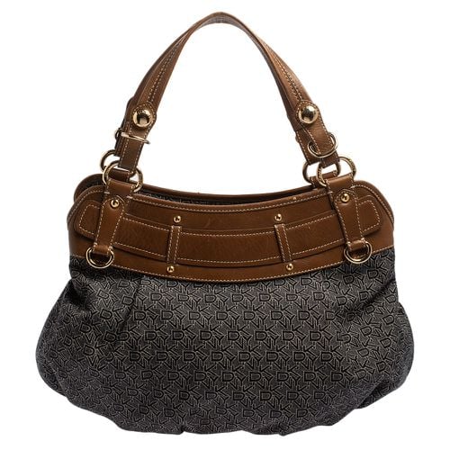 Dkny Navy Blue/Brown Monogram Canvas and Leather Hobo - Dkny - Modalova