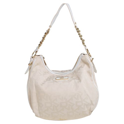 DKNY Cream Signature Canvas Hobo - Dkny - Modalova