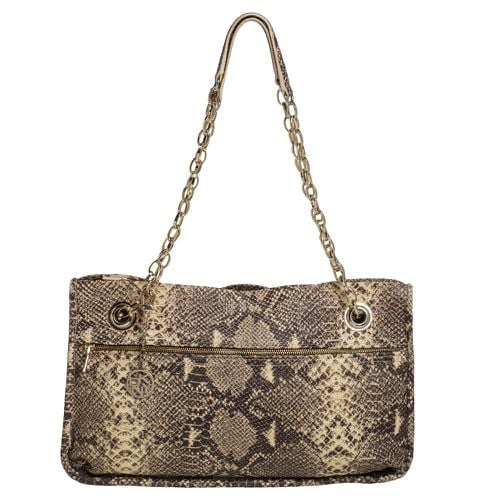 DKNY Beige/Black Snakeskin Embossed Leather Chain Shoulder Bag - Dkny - Modalova