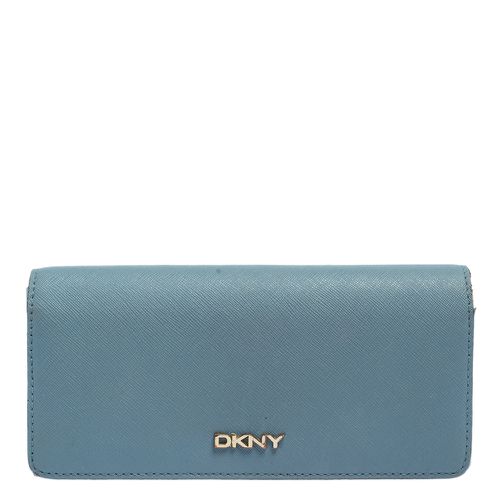 DKNY Blue/Beige Saffiano Leather Flap Continental Wallet - Dkny - Modalova