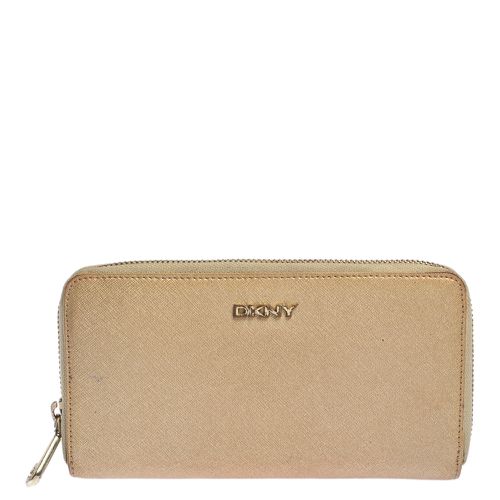 Beige Leather Zip Around Wallet - Dkny - Modalova