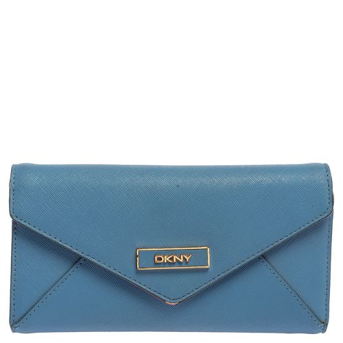 DKNY Blue/Pink Leather Long Trifold Wallet - Dkny - Modalova