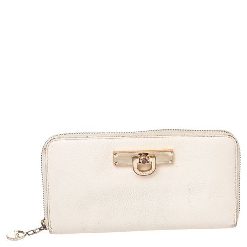 Dkny Cream Leather Zip Around Wallet - Dkny - Modalova